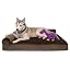 Furhaven Orthopedic Dog Bed for Large Dogs w/ Removable Bolsters & Washable Cover, For Dogs Up to 95 lbs - Two-Tone Plush Faux Fur & Suede L Shaped Chaise - Stone Gray, Jumbo/XL