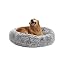 Calming Fluffy Donut Dog Bed for Large Dogs,Dark Grey, 36" Round