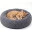 54 inches Calming Donut Dog Bed - 3X Durable Plush Faux Fur, Machine Washable & Non-Slip, Fits up to 210 lbs, Removable Cover, Dark Grey