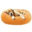 JOLLYVOGUE Calming Dog Bed Medium Size Dog, 31in Donut Washable Medium Pet Bed, Anti-Slip & Anti-Anxiety Fluffy Faux Fur Round Dogs Bed, Fits up to 45 lbs Pets (Smoke Grey)