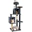 58.5inch Large Cat Tree Tower Condo for Indoor Cats, Soft Plush Multi-Level Climbing Tree Cat House with Cat Cave, Scratching Post, More Entrance/Exit, Sisal Rope, Grey Black