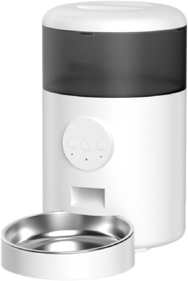 4L Automatic Cat Food Stainless Steel Bowl Anti-Clog Feeder for Pet Dog Timing Cats Kibble Dispenser