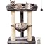 28" Cat Tree, Large Bed for Big Cats, Small Cat Tower with Soft Perch for Window Viewing, Stable Cat Tree Tower, Cat Scratching Post with Hammock, Removable Cover-Gray