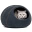 Cat Cave - Merino Wool Bed for Indoor Cats (Light Gray, Medium)