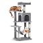 Feandrea Cat Tree, 59.5-Inch Tall Cat Tower, Multi-Level Condo, Light Gray