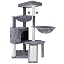 Three Layer Cat Tree with Cat Condo and Two Hammocks,Grey