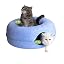 Peekaboo Cat Cave Donut for Multiple & Large Cats up to 30-45 lbs, 3-in-1 Self Warming Cat Bed, Tunnel & Scratcher for Indoor Cats, Washable & Detachable Small Dog Bed (Light Gray, Jumbo)