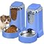 Automatic Cat Feeder and Water Dispenser with Stainless Steel Bowl Dog Gravity Food Feeder and Waterer for Small Medium Pets Puppy Kitten 1 Gallon x 2