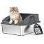 AIPERRO Stainless Steel Litter Box | XL Enclosed Cat Litter Boxes with Lid