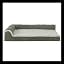 Furhaven Orthopedic Dog Bed for Large Dogs w/ Removable Bolsters & Washable Cover, For Dogs Up to 95 lbs - Two-Tone Plush Faux Fur & Suede L Shaped Chaise - Stone Gray, Jumbo/XL