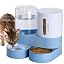 Automatic Cat Feeder Stainless Steel Water Dispenser Gravity Food Feeder and Waterer Set with Pet Food Bowl for Small Medium Kitten Puppy Pets Large Capacity(Green)