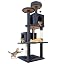 58.5inch Large Cat Tree Tower Condo for Indoor Cats, Soft Plush Multi-Level Climbing Tree Cat House with Cat Cave, Scratching Post, More Entrance/Exit, Sisal Rope, Grey Black