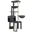 Three Layer Cat Tree with Cat Condo and Two Hammocks,Grey