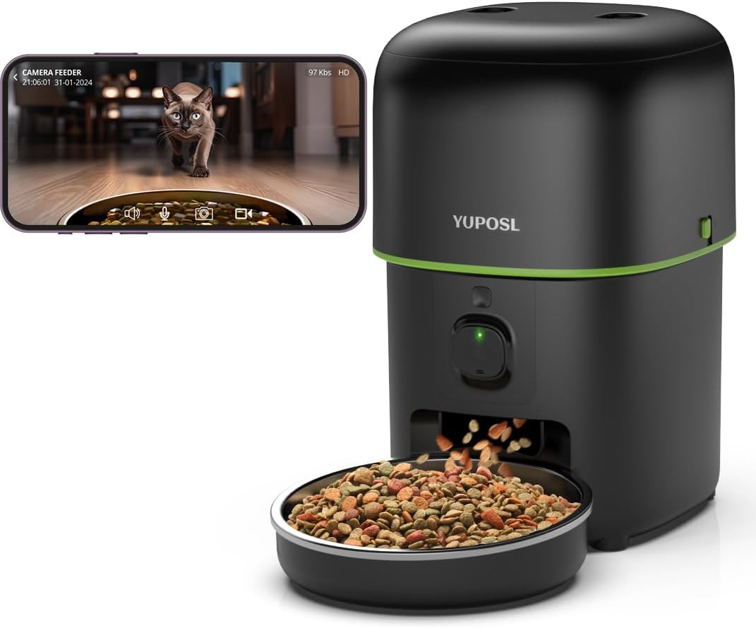 Automatic Cat Feeder, 3L Cat Food Dispenser with Anti-Jam Design, Over 180-day Battery Life, 1-6 Meals Per Day with Stainless Steel Cat Bowl, Keep Dry Food Fresh, Timed Pet Feeder Also for Small Dog