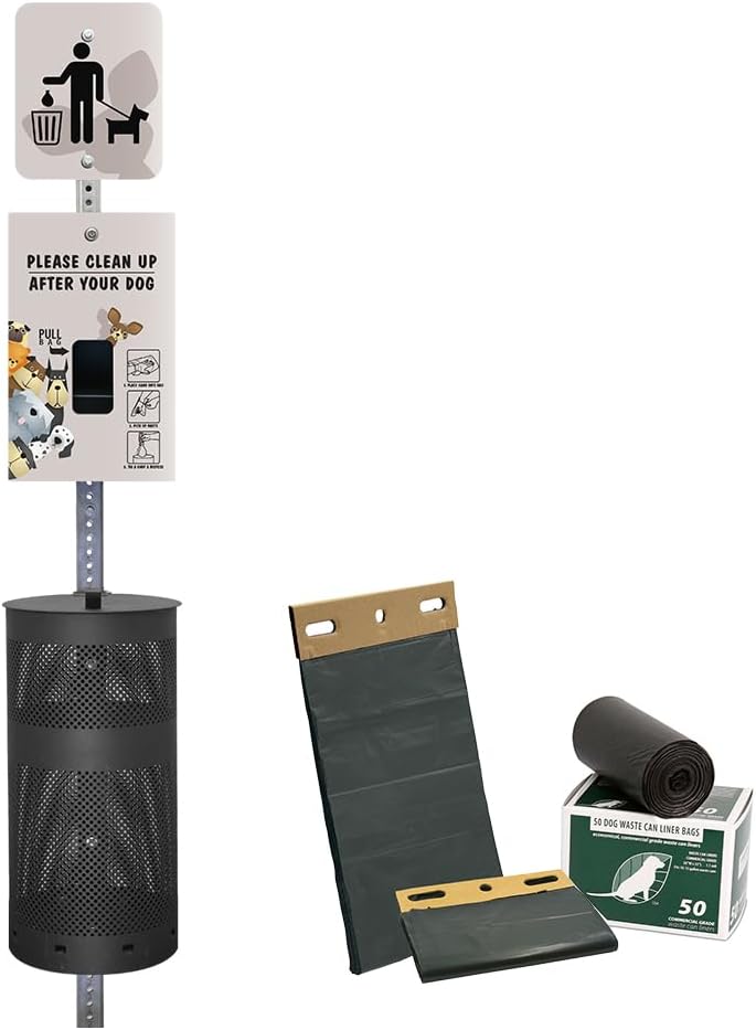 Zero Waste USA Aluminum Dog Waste Station with ONEpul Bags, Matte Green