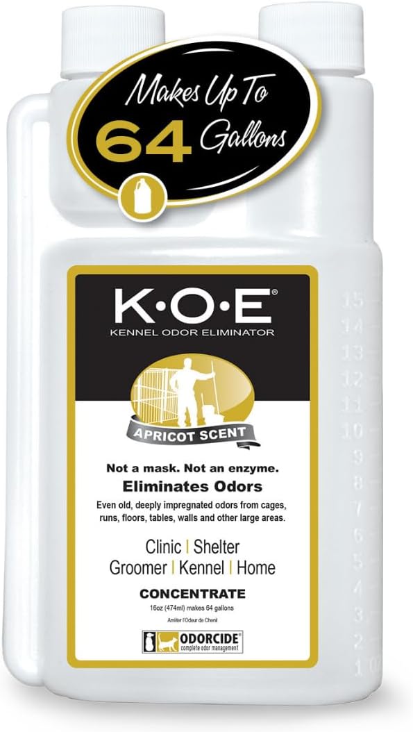 Odorcide K.O.E Kennel Odor Eliminator Concentrate, Fresh Scent, 16 oz - Non-Enzymatic Formula for Cages, Runs, Home and Kennel Use