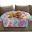 Calming Dog Bed Fluffy Plush Dog Mat for Furniture Protector with Removable Washable Cover for Large Medium Small Dogs and Cats (Large, Light Grey)