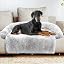 Calming Dog Bed Fluffy Plush Dog Mat for Furniture Protector with Removable Washable Cover for Large Medium Small Dogs and Cats (Large, Light Grey)
