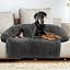 Calming Dog Bed Fluffy Plush Dog Mat for Furniture Protector with Removable Washable Cover for Large Medium Small Dogs and Cats (Large, Light Grey)