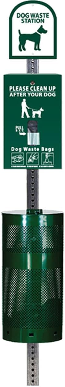 Zero Waste USA Aluminum Dog Waste Station with ONEpul Bags, Matte Green