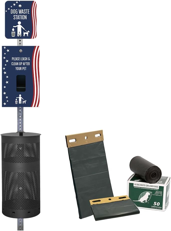 Zero Waste USA Aluminum Dog Waste Station with ONEpul Bags, Matte Green