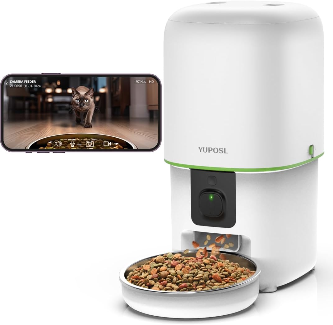 Automatic Cat Feeder, 3L Cat Food Dispenser with Anti-Jam Design, Over 180-day Battery Life, 1-6 Meals Per Day with Stainless Steel Cat Bowl, Keep Dry Food Fresh, Timed Pet Feeder Also for Small Dog