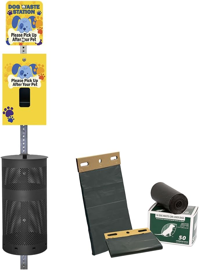 Zero Waste USA Aluminum Dog Waste Station with ONEpul Bags, Matte Green