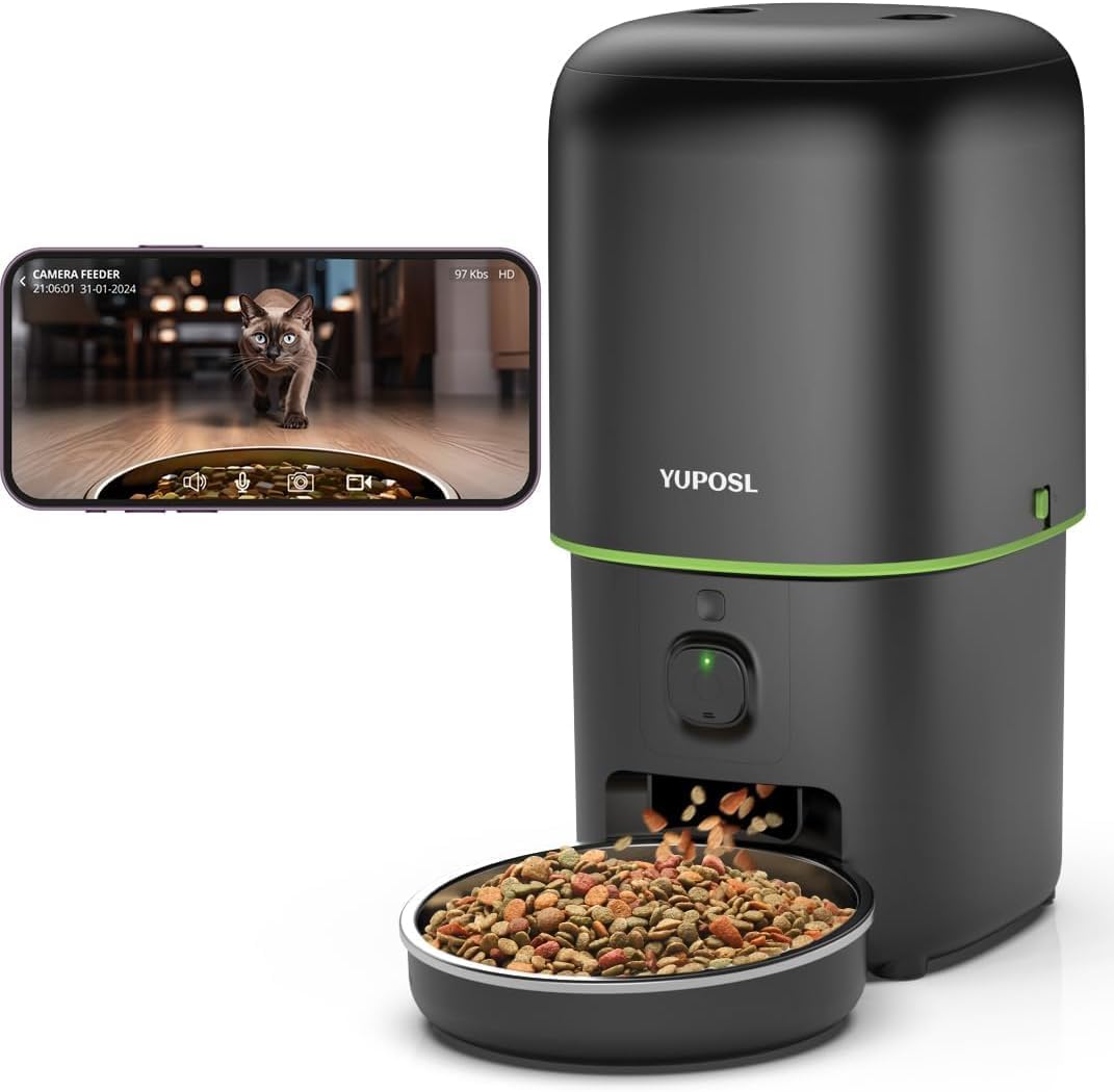 Automatic Cat Feeder, 3L Cat Food Dispenser with Anti-Jam Design, Over 180-day Battery Life, 1-6 Meals Per Day with Stainless Steel Cat Bowl, Keep Dry Food Fresh, Timed Pet Feeder Also for Small Dog
