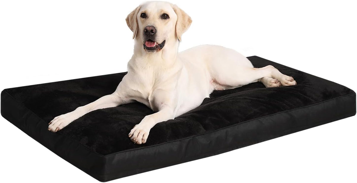 Large Plush Dog Bed for Crate with Washable Cover, 35x22, Grey