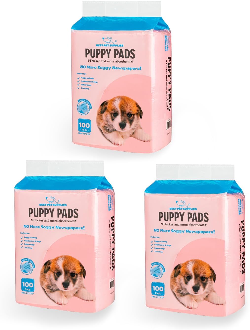 Best Pet Supplies Extra Large Dog Training Puppy Pee Pads - Blue, 100 Count