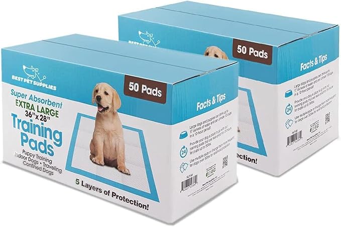 Best Pet Supplies Extra Large Dog Training Puppy Pee Pads - Blue, 100 Count