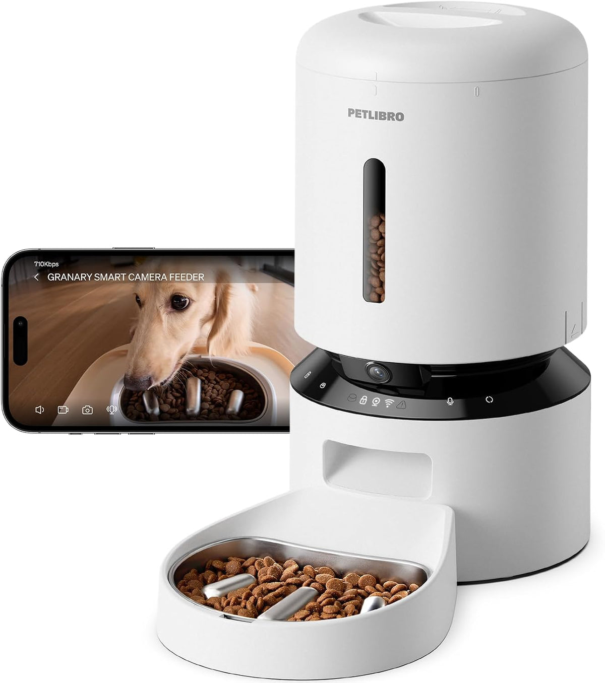 PETLIBRO Automatic Cat Feeder, 5G WiFi Automatic Dog Food Dispenser with Freshness Preservation, 5L Timed Pet Feeder with Low Food Sensor, Up to 10 Meals Per Day, Granary Black