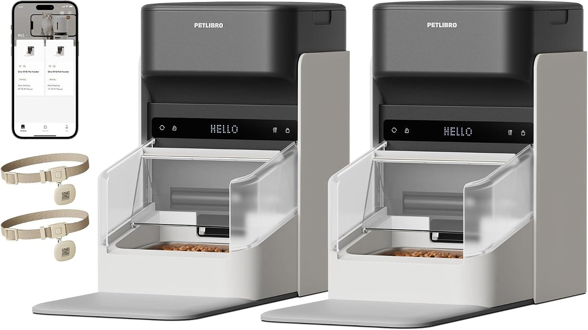 PETLIBRO RFID Automatic Cat Feeder, Collar Sensor for Personalized Meals, Cats Recognition, Diet Tracking and Anti-Stealing for Multi-Pets Homes and Different Diets, Wi-Fi Programmable Food Dispenser
