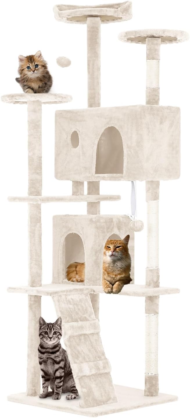 FDW | 54" Cat Tree Tower | Dark Gray | Multi-Level Indoor Activity Center