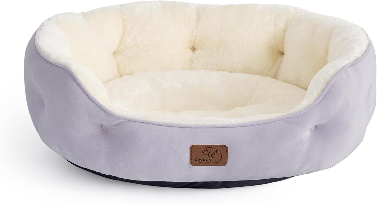 Bedsure Small Dog Bed Washable,Round Cat Beds for Indoor Cats,20in Camel