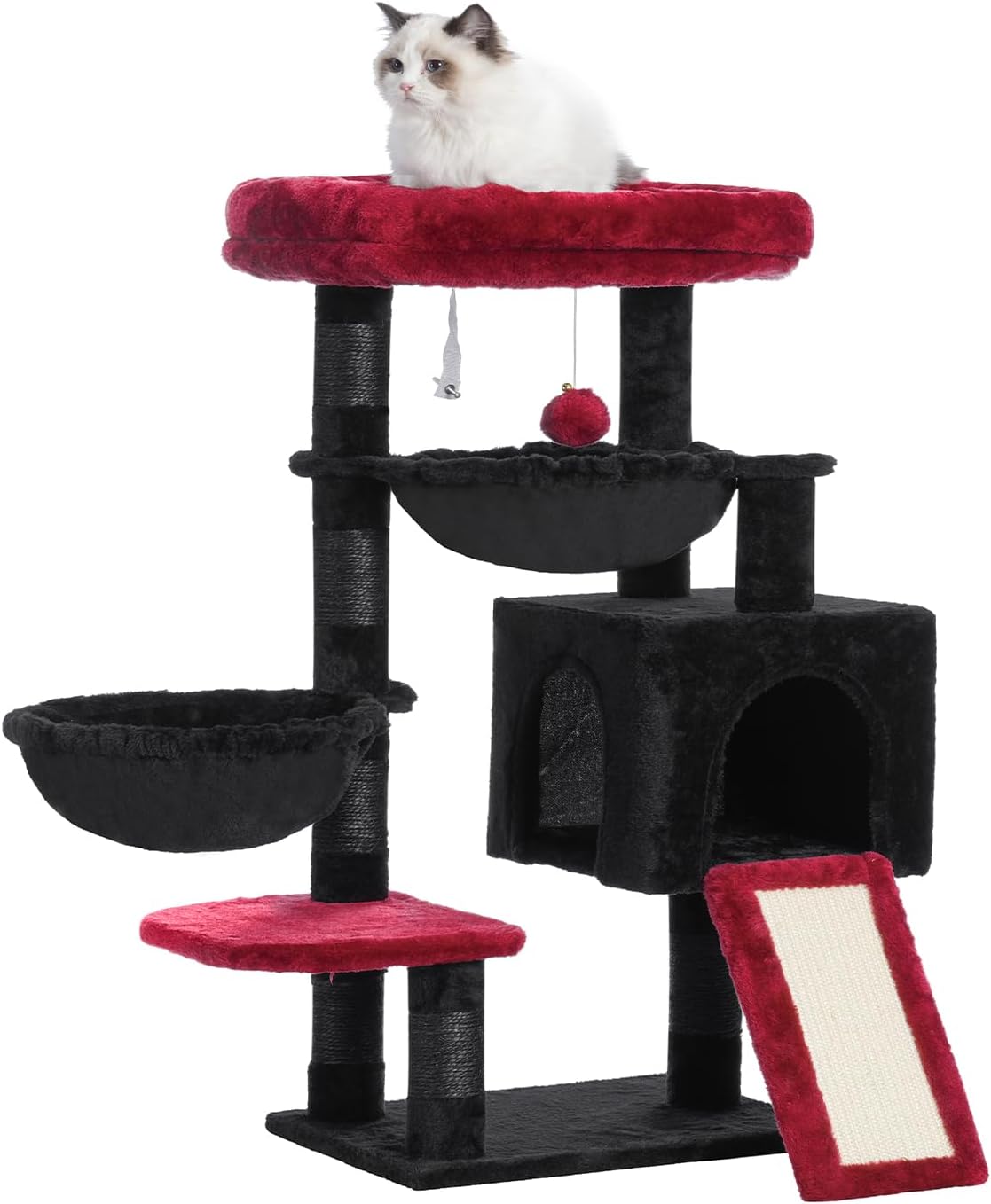 Hey-brother Cat Tree Tower with Large Bed, Hammocks, Scratcher, MPJ006SW