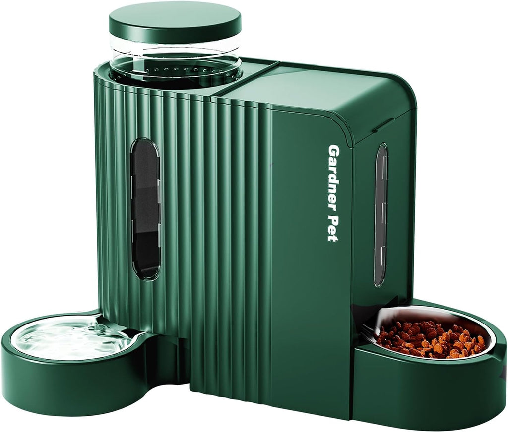 Gravity Automatic Cat Feeder, Water & Food Dispenser Set, Stainless Bowls