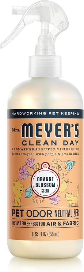 MRS. MEYER'S CLEAN DAY Pet Odor Neutralizer, Orange Blossom Scent, 12 Fl Oz (Pack of 6)