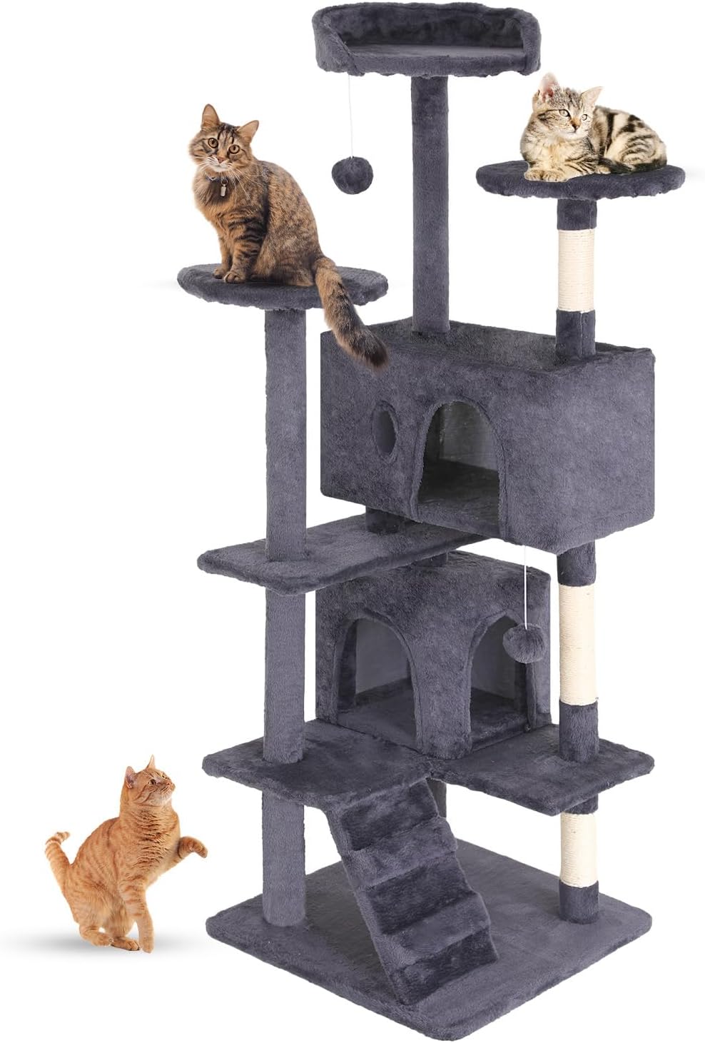 FDW | 54" Cat Tree Tower | Dark Gray | Multi-Level Indoor Activity Center