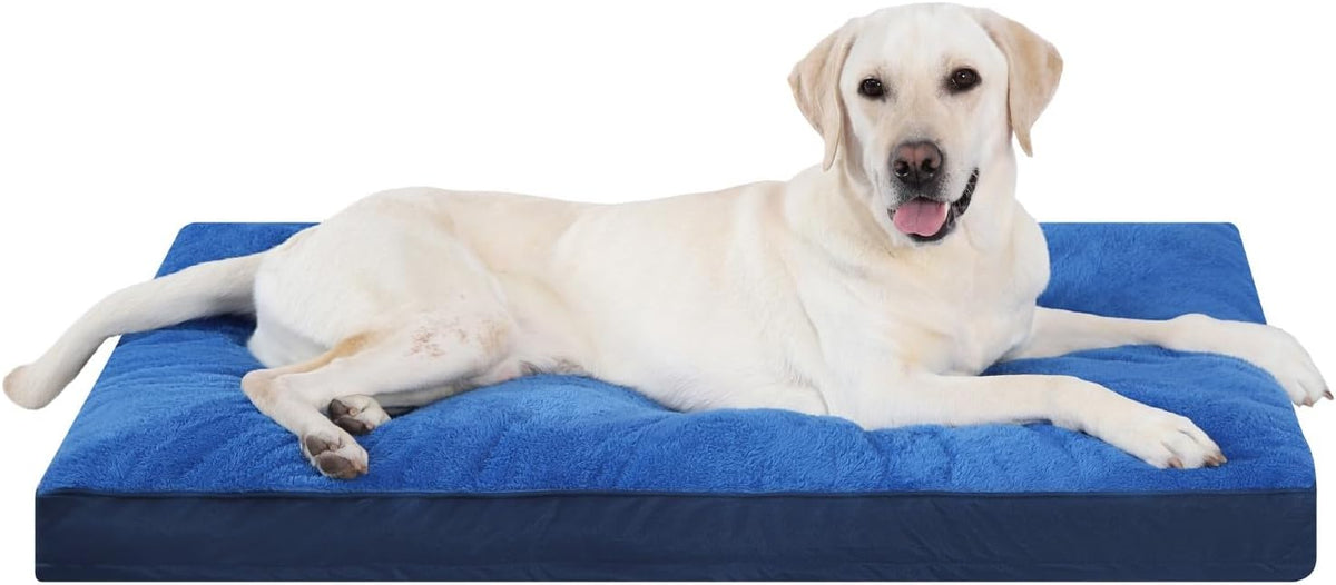 Large Plush Dog Bed for Crate with Washable Cover, 35x22, Grey
