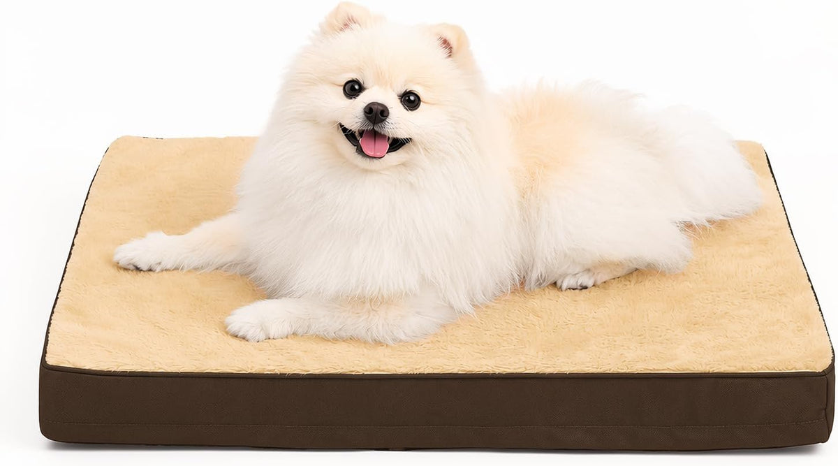 Large Plush Dog Bed for Crate with Washable Cover, 35x22, Grey