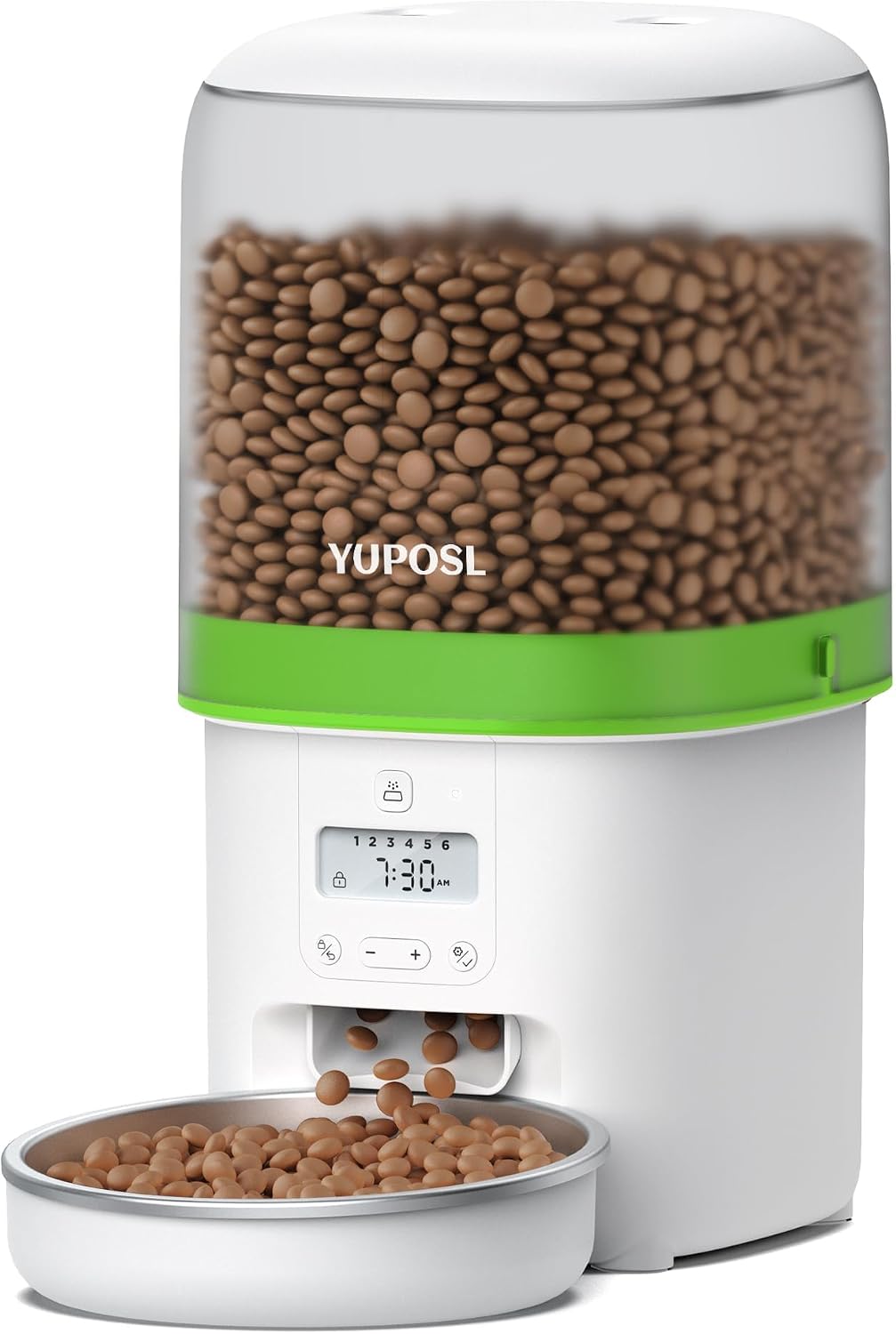 Automatic Cat Feeder, 3L Cat Food Dispenser with Anti-Jam Design, Over 180-day Battery Life, 1-6 Meals Per Day with Stainless Steel Cat Bowl, Keep Dry Food Fresh, Timed Pet Feeder Also for Small Dog