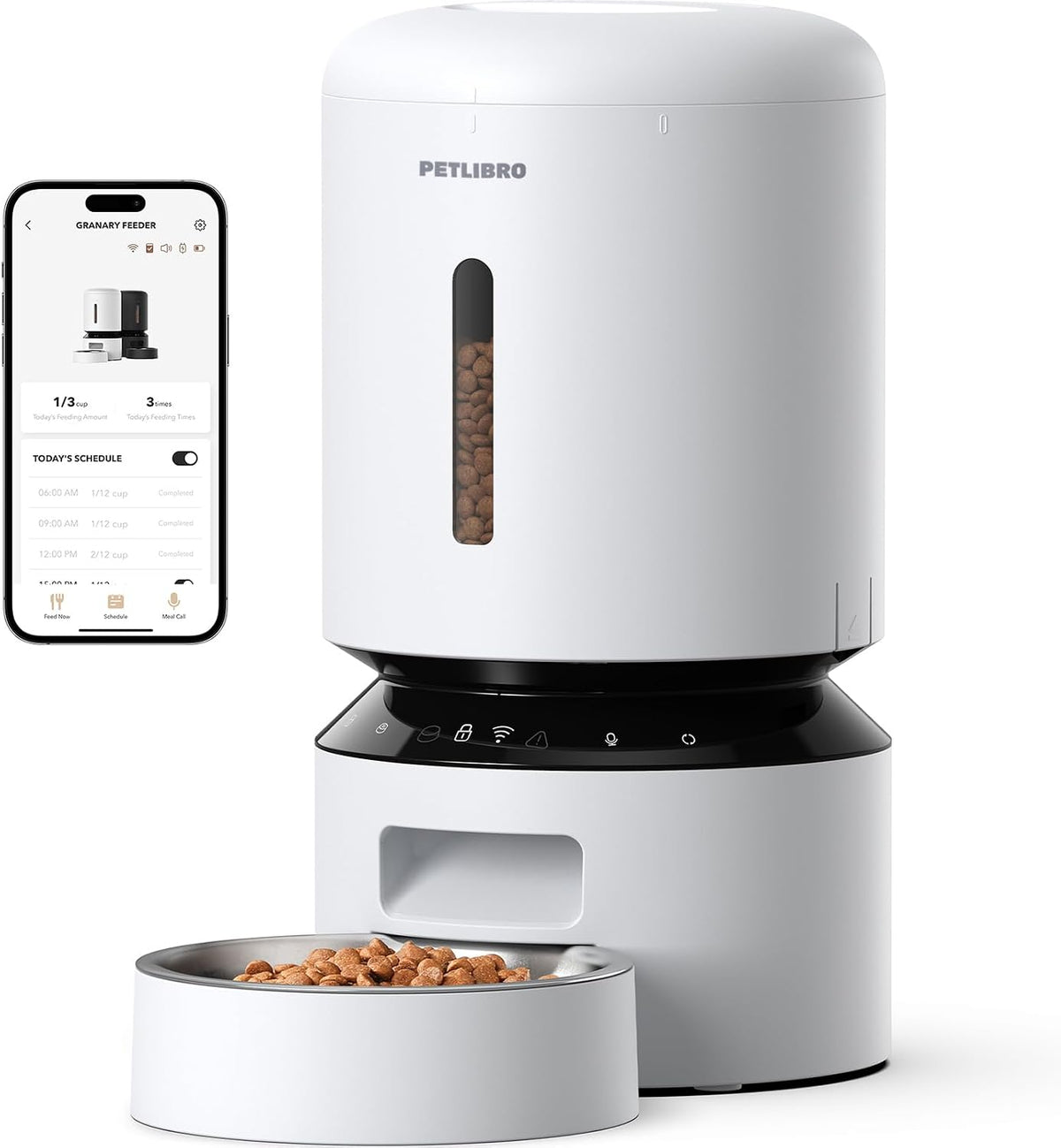 PETLIBRO Automatic Cat Feeder, 5G WiFi Automatic Dog Food Dispenser with Freshness Preservation, 5L Timed Pet Feeder with Low Food Sensor, Up to 10 Meals Per Day, Granary Black