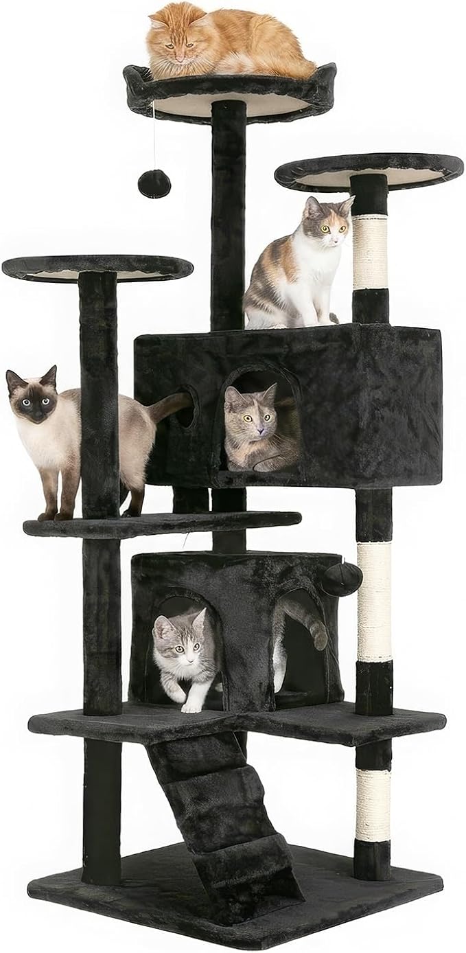 FDW | 54" Cat Tree Tower | Dark Gray | Multi-Level Indoor Activity Center