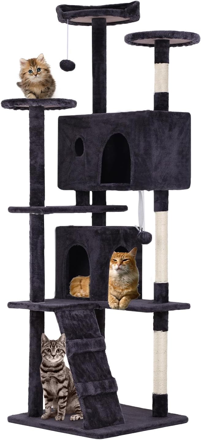 FDW | 54" Cat Tree Tower | Dark Gray | Multi-Level Indoor Activity Center