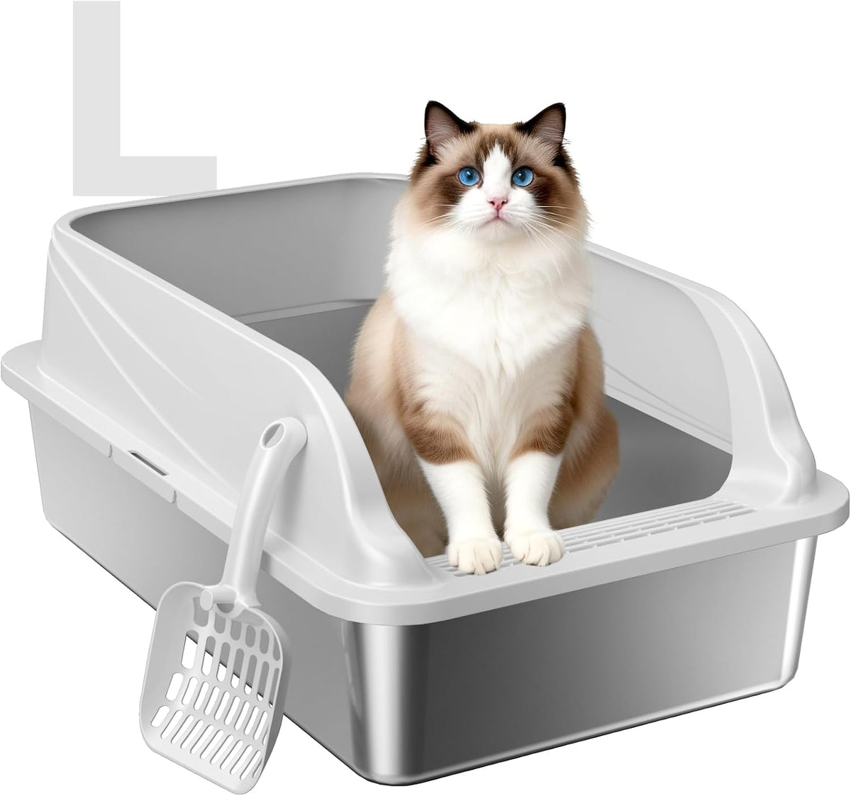 Self Cleaning Open Top Automatic Multiple Cat Litter Box, White