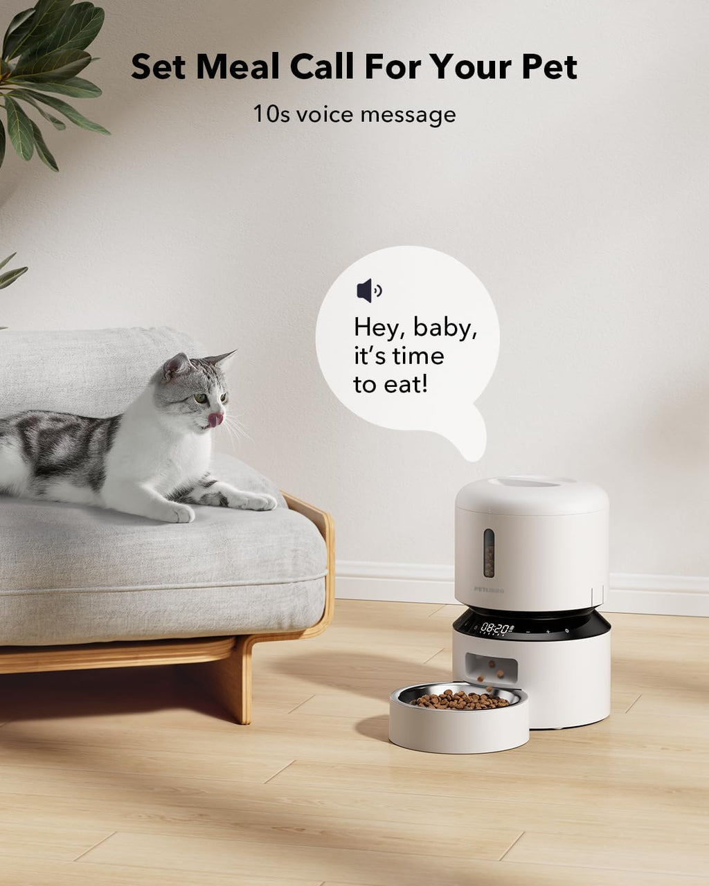 PETLIBRO Automatic Cat Feeder,Programmable Pet Food DISP. w/Freshness Prev.,Timed Portion Control,Voice Meal Call,Dual Power Supply,Feeding for Cats/Small Dogs White,3l-Basic No Cam&app (Pack of 6)