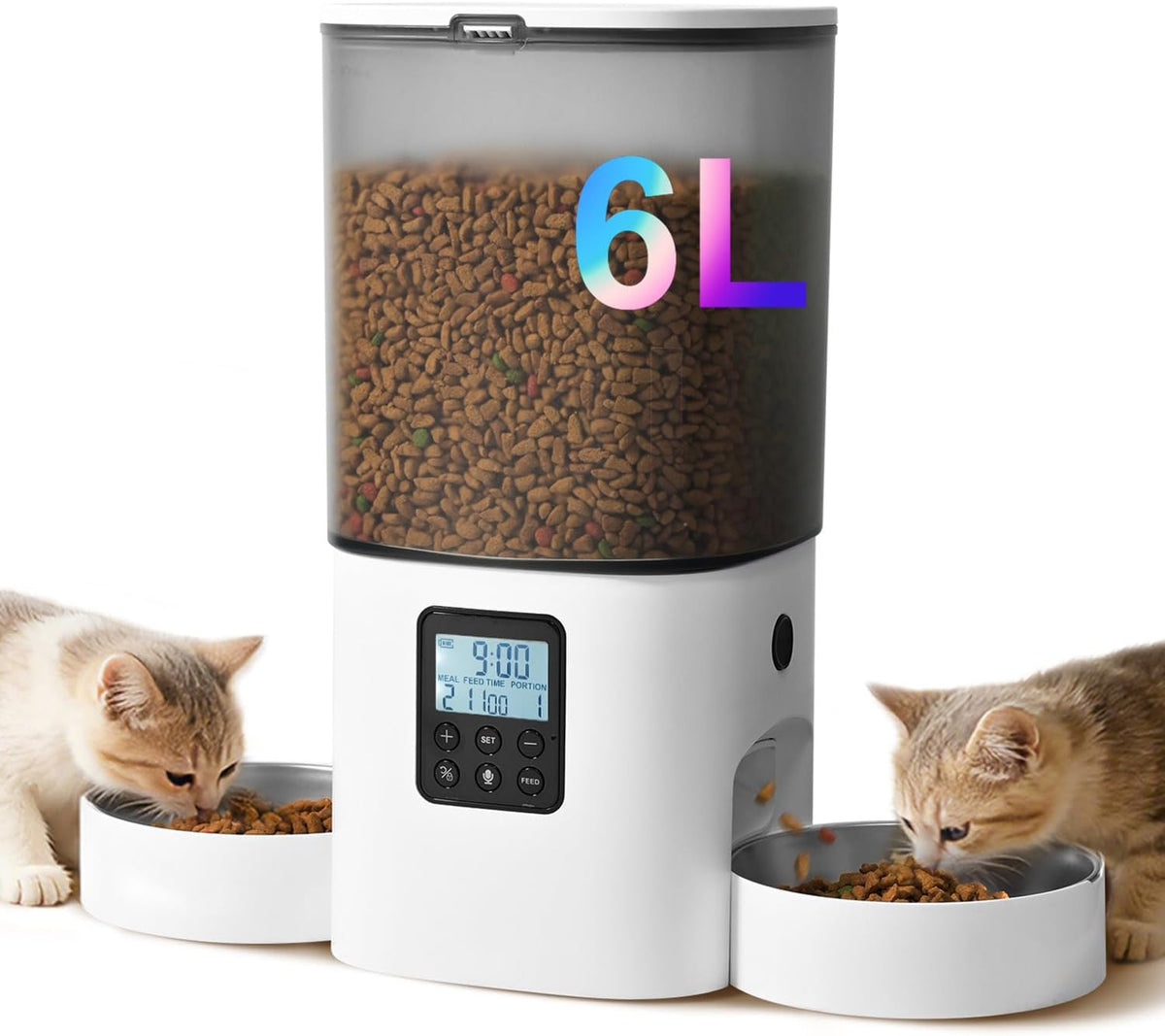 Automatic Cat Feeder, 4L Cat Food Dispenser with 10s Voice Recorder, Pet Feeder up to 8 Meals per Day, Timed Dog Feeder with Dry Food Sealed Ring