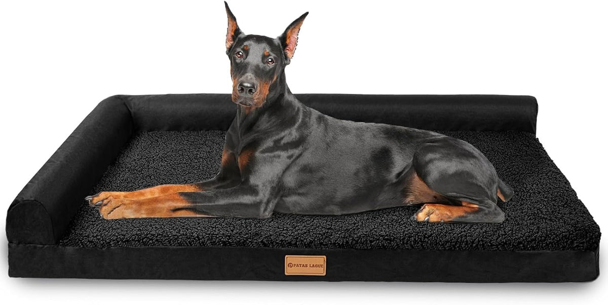 Patas Lague Orthopedic Large Dog Bed Washable Pet Sofa Bed 36''X24'' Black
