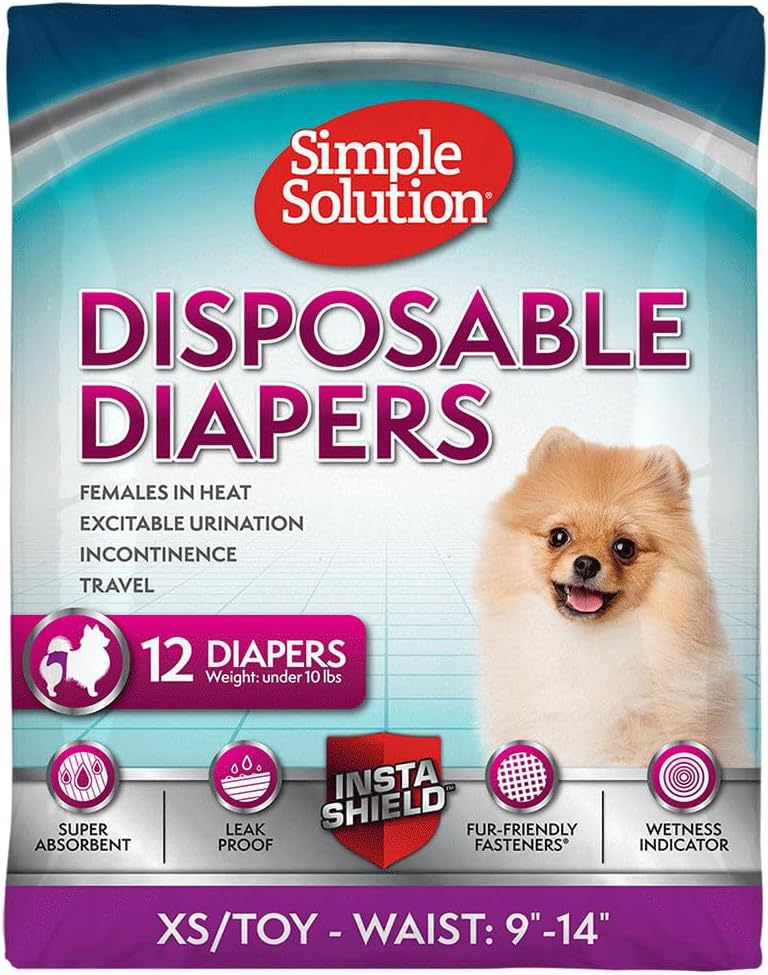 Simple Solution Female Dog Diapers, Disposable Dog Diapers, M, 30 Count